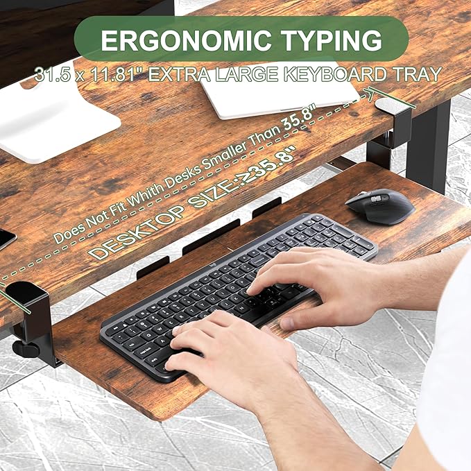 Extra Large Keyboard Tray Under Desk - Image 2