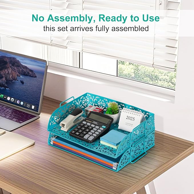 EasyPAG Paper Organizer for Desk 2 Tier Stackable Paper Tray for A4 Legal Size - Image 2