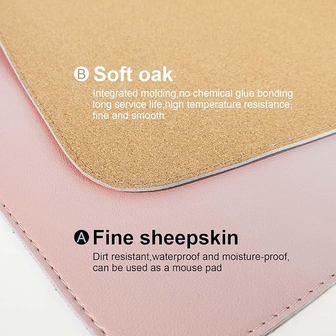 DAWNTREES Pink Desk Mat, Leather Desk Pad, Cork Desk Mat Protector, - Image 4