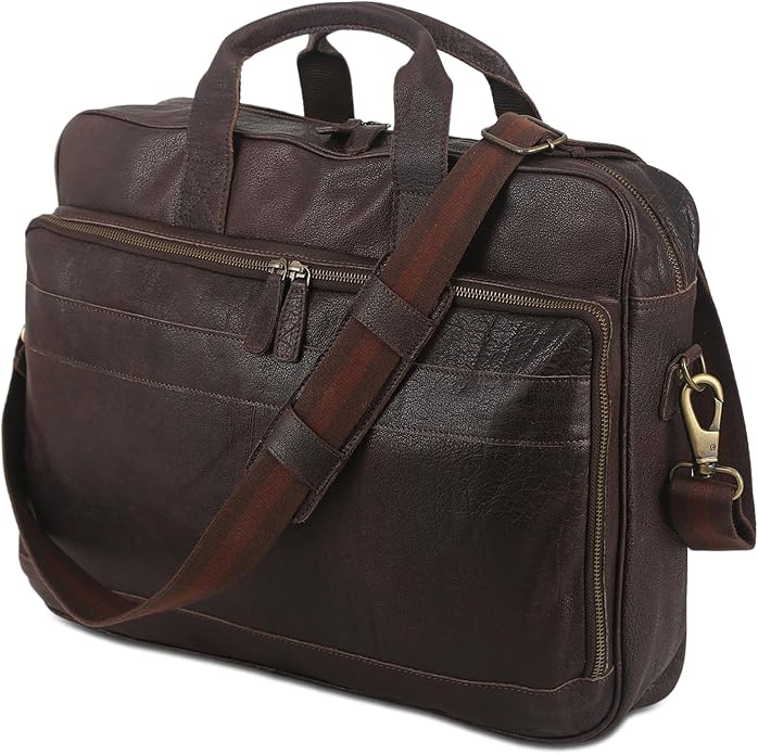 KomalC 16 Inch Leather briefcases Laptop Messenger Bags - Image 6