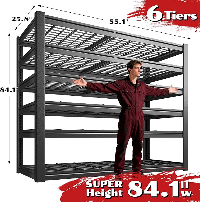55.1" W Metal Shelving 6 Tier Garage Shelving 3660LBS Storage Shelves - Image 2