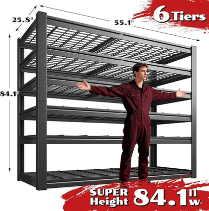 55.1" W Metal Shelving 6 Tier Garage Shelving 3660LBS Storage Shelves - Image 2