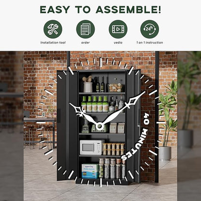 Greenvelly Metal Garage Storage Cabinet, 72” Locking Black Tool Steel Cabinet - Image 4