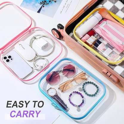 Sanwuta 6 Pcs Clear Hard Zipper Case Hard Plastic Zipper Pouches Transparent - Image 6