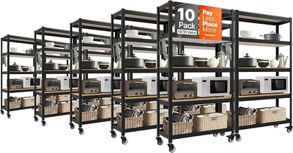 HOMEDANT House 5-Tier Metal Rolling Cart Shelf Rack Casters Heavy Duty Wheel by TheBestOrganizingSolution