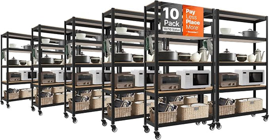 HOMEDANT House 5-Tier Metal Rolling Cart Shelf Rack Casters Heavy Duty Wheel by TheBestOrganizingSolution
