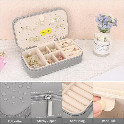 DesignSter Travel Jewelry Box, PU Leather Portable Jewelry Case, Small Jewelry - Image 4