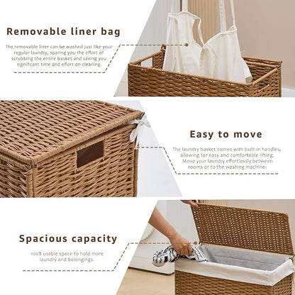 Slim Wicker Laundry Hamper - Image 4