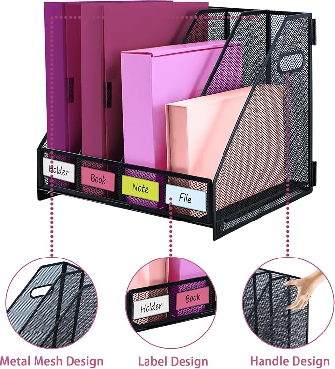 Desk Organizers, Metal Magazine File Holder - Image 3