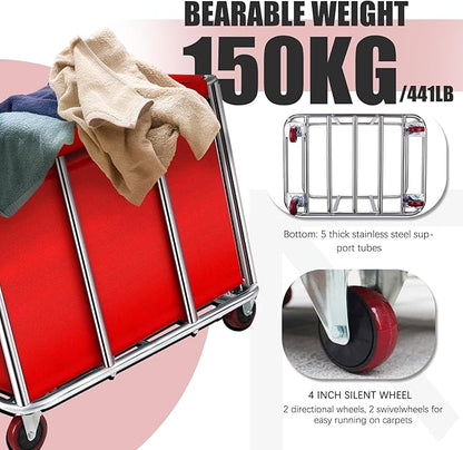 Commercial Laundry Cart with Wheels, 11.35 Bushel Large Rolling Laundry Hamper - Image 3