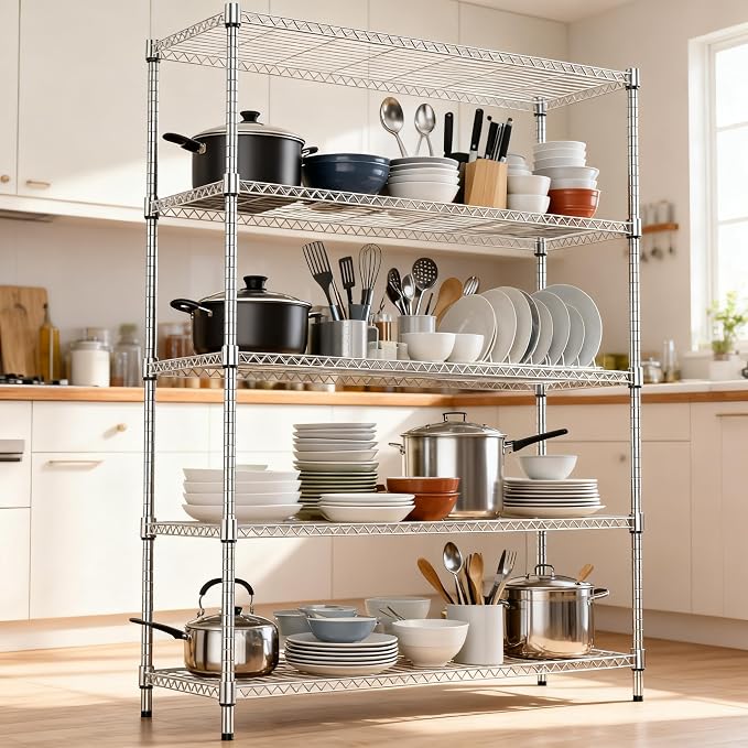 5 Tiers Shelf 1750 lbs Steel Storage Shelving Utility Shelving Unit Steel - Image 2