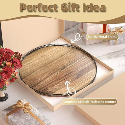 Acacia Wood 24" Lazy Susan Turntable Organizer - Image 7