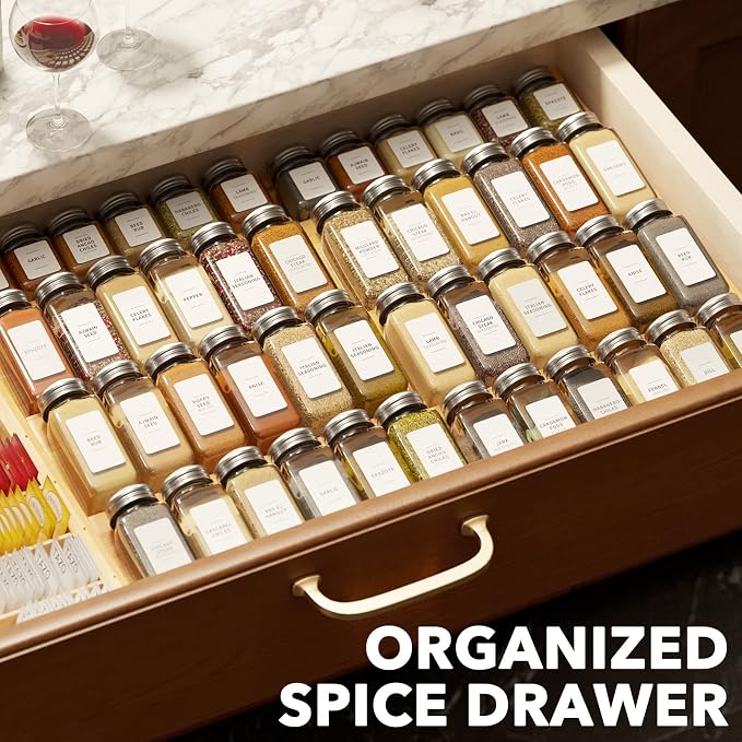 SpaceAid Bamboo Spice Drawer Organizer, Expandable 4 Tier Spices Rack - Image 7
