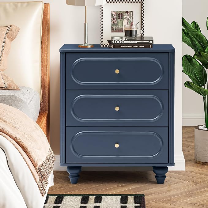3 Drawer Fluted Dresser for Bedroom, Mid Century Modern Chest of Drawers - Image 5