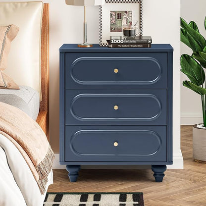 3 Drawer Fluted Dresser for Bedroom Set of 2, Mid Century Modern Chest of - Image 8
