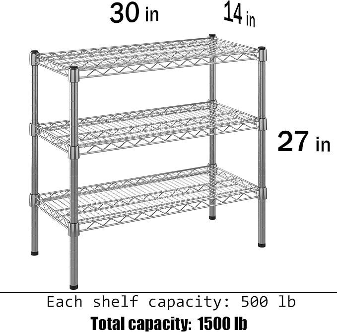 14" Deep x 30" Wide x 27" Height Wire Shelving Kit | 3-Tier | NSF Commercial - Image 3