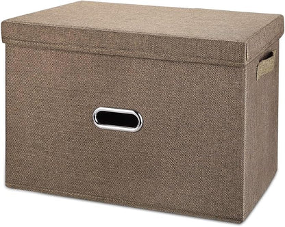 Large Linen Collapsible Storage Bins by Unknown