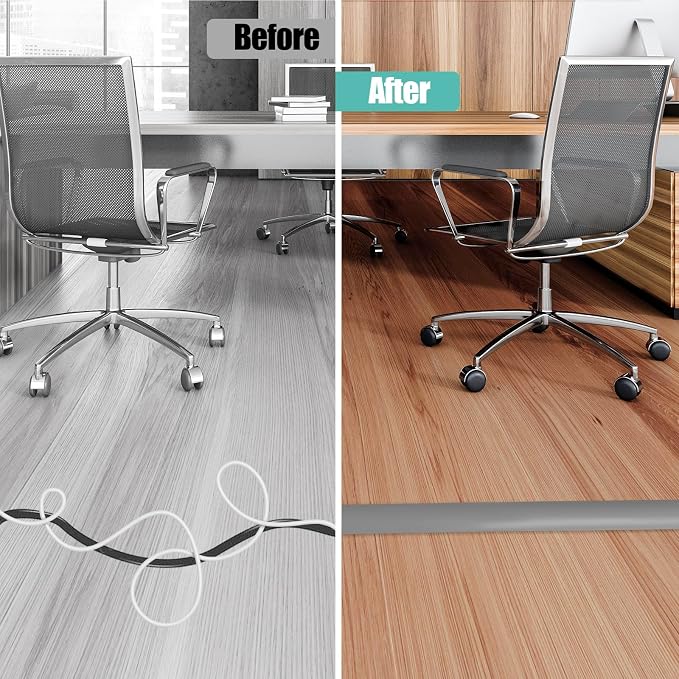 Floor Cord Cover Self Adhesive Cord Hider, 20FT Cable Management, Extension - Image 4