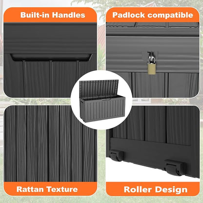 75 Gallon Resin Deck Box, Lockable Patio Outdoor Storage Box - Image 2