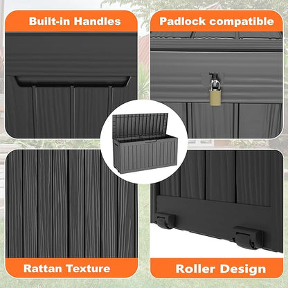 75 Gallon Outdoor Storage Box, Resin Deck Boxes Waterproof, Indoor Outdoor Bin - Image 6