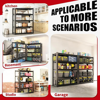 63" H Heavy Duty Garage Shelving, Metal Storage Shelves, Adjustable 5 Tier - Image 6