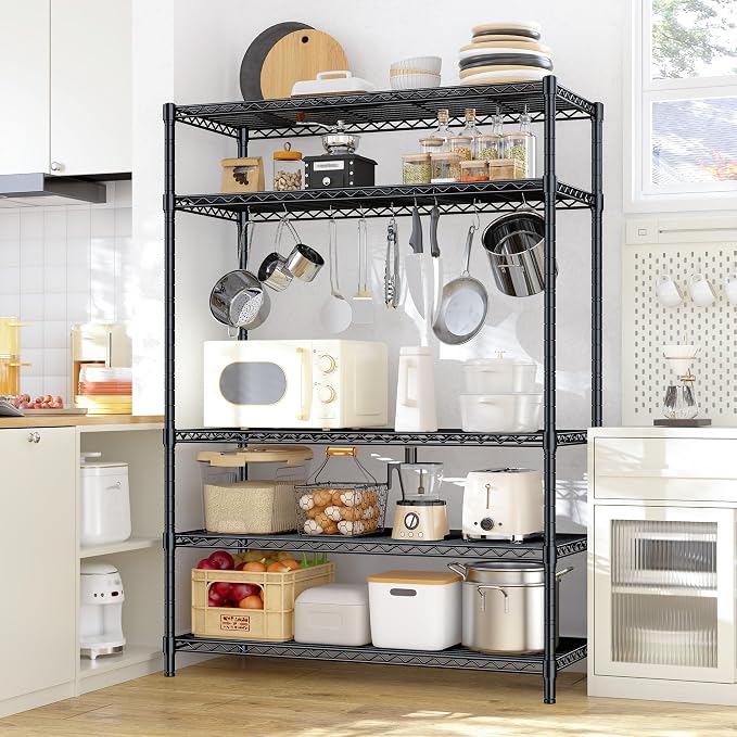 5 Tier Storage Shelves 71" H Wire Shelving Adjustable Metal Shelving, 1000LBS - Image 2