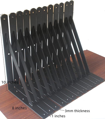 8 Pack L10 x H 8" Black Heavy Duty Shelf Brackets - Image 2