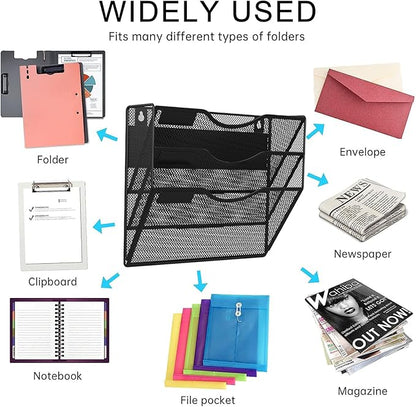 3-Tier Magnetic File Holder, No Drilling Installation File Cabinet Organizer - Image 7