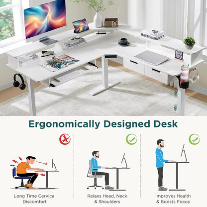 RedLemon 60 Inches L Shaped Electric Standing Desk, Height Adjustable Corner - Image 4
