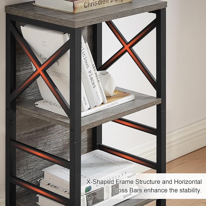 Small Bookcase, 3 Tier Industrial Bookshelf - Image 7