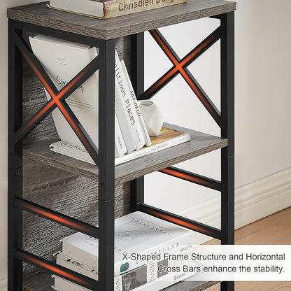 Small Bookcase, 3 Tier Industrial Bookshelf - Image 7