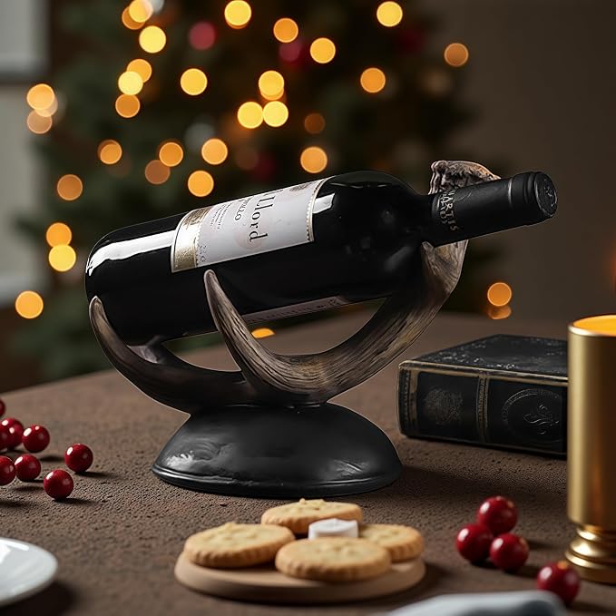 Antler Wine Bottle Rack, Rustic Resin Countertop Single Wine Bottle Holder - Image 4