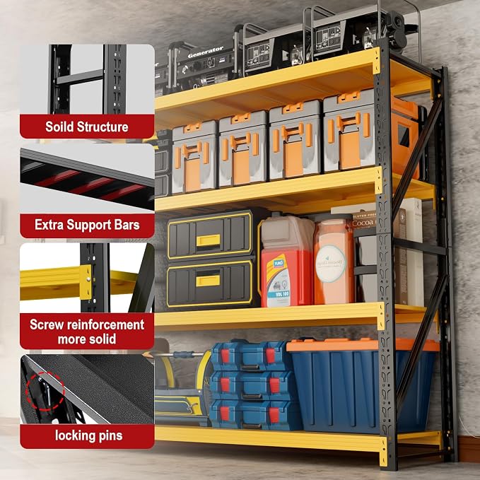 3000LBS Garage Shelving Heavy Duty, 32” W Storage Shelves, 4-Tier Adjustable - Image 5