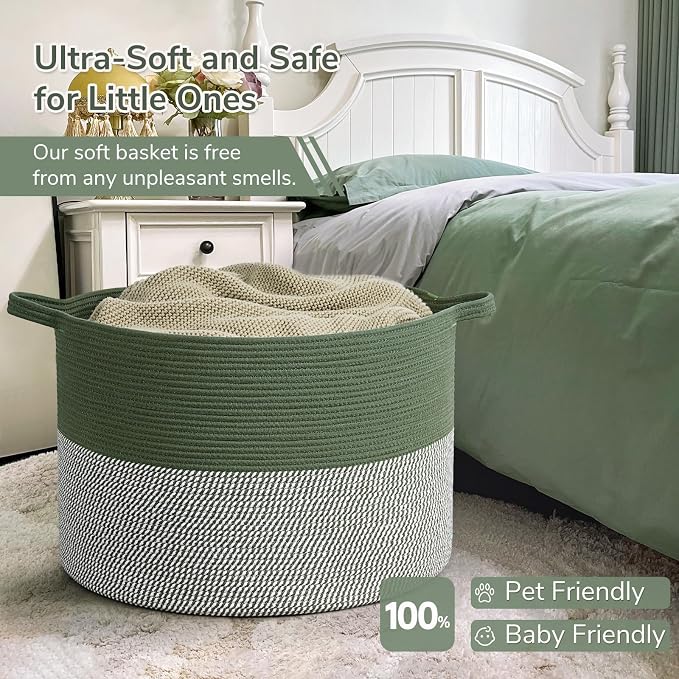 INDRESSME 115L Extra Large Cotton Rope Blanket Basket, Home Decor Laundry - Image 5