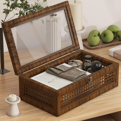 Rattan Decorative Box, Boho Display Boxes - Image 5