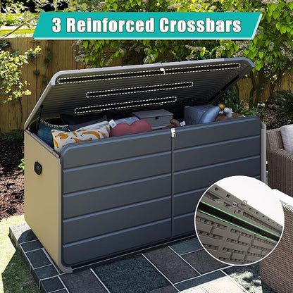 Domi 260 Gallon Resin Deck Box, Waterproof & UV-Resistant Outdoor Large Storage - Image 5