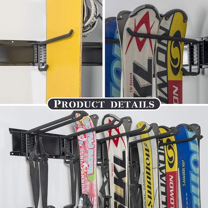WALMANN Garage Storage Organization System Ski Wall Rack Up to 10 Pairs of Skis - Image 5