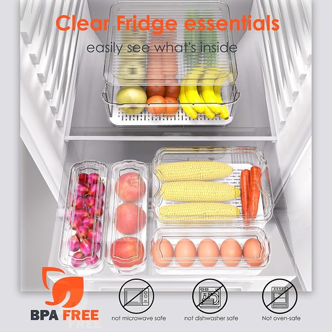 Fridge Organizers and Storage, 8 Pack Clear Freezer Organizer Bins - Image 2
