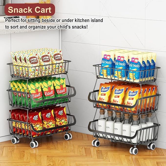 3-Tier Rolling Pantry Cart - Image 4