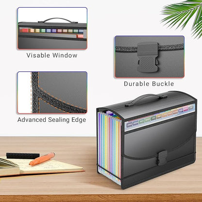 Accordion File Organizer with Handle, 13 Pockets Expanding File Folder - Image 2