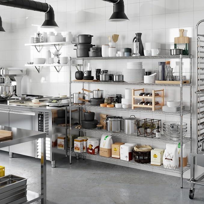 14" Deep x 72" Wide x 64" Height Wire Shelving Kit | 5-Tier | NSF Commercial - Image 6