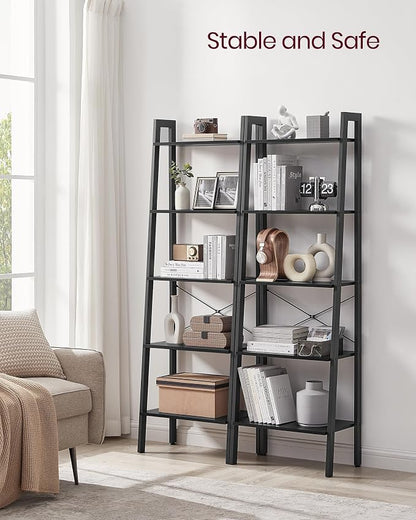 VASAGLE Ladder Shelf, 5-Tier Bookshelf, Storage Rack, Bookcase - Image 4
