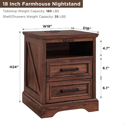 ACCOHOHO 18" Farmhouse Nightstand Set of 2 - Image 2