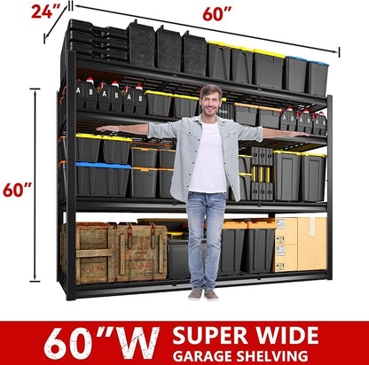 REIBII 60" W Garage Shelving, 4 Tier Storage Shelves Heavy Duty, 2500LBS - Image 2