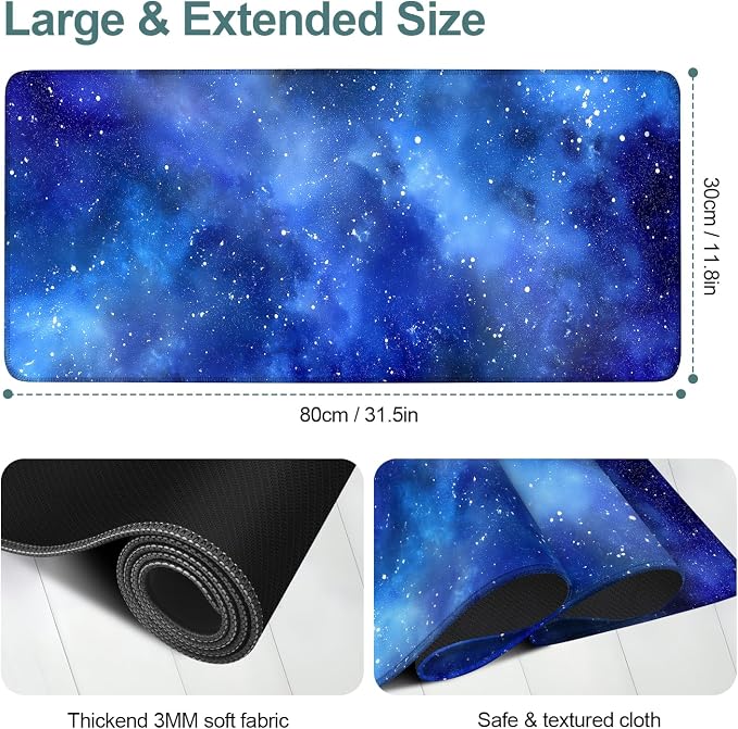 Starry Sky Gaming Mouse Pad 31.5"x11.8"Desk Mat Anti-Slip Rubber Base & Durable - Image 2