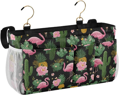Black Flamingo and Cactus Pineapple Flower Tropical02 Bedside Caddy - Image 2