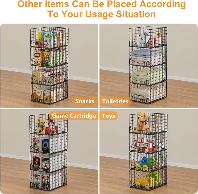 4-Tier Stackable Closet Organizers and Storage Shelves, Clothes Storage Basket - Image 8