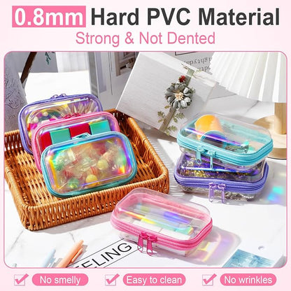 Sanwuta 6 Pcs Clear Hard Zipper Case Hard Plastic Zipper Pouches Transparent - Image 4