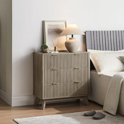 T4TREAM Fluted 3 Drawers Nightstand Set of 2, Oversized Extra Large Modern Side - Image 2