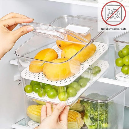 vacane Produce Saver with Folding Lids, 2 Piece Fruit Vegetable Storage - Image 6